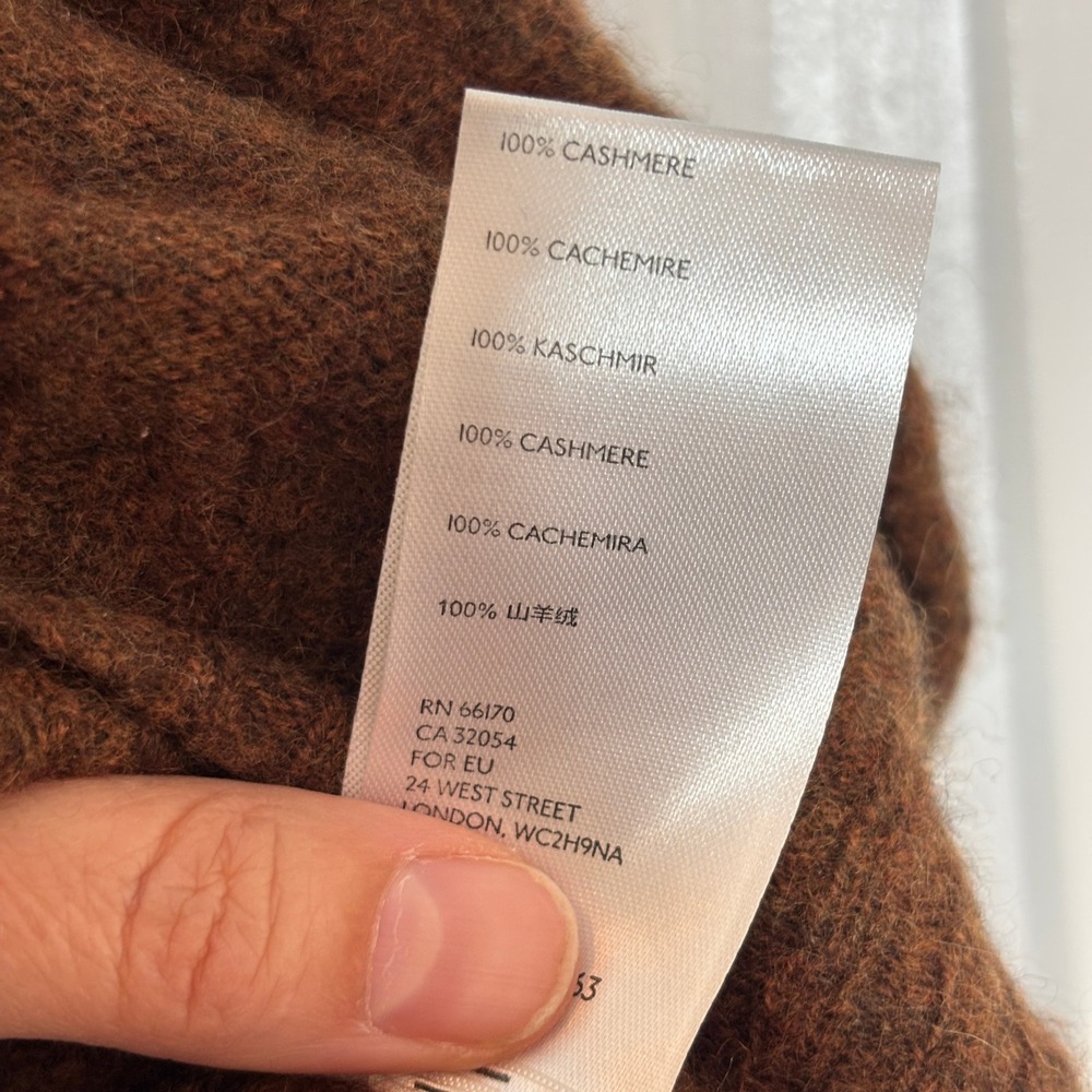 Free People Brown 100% Cashmere V-Neck Oversized Pullover Sweater Size Medium - Picture 4 of 8